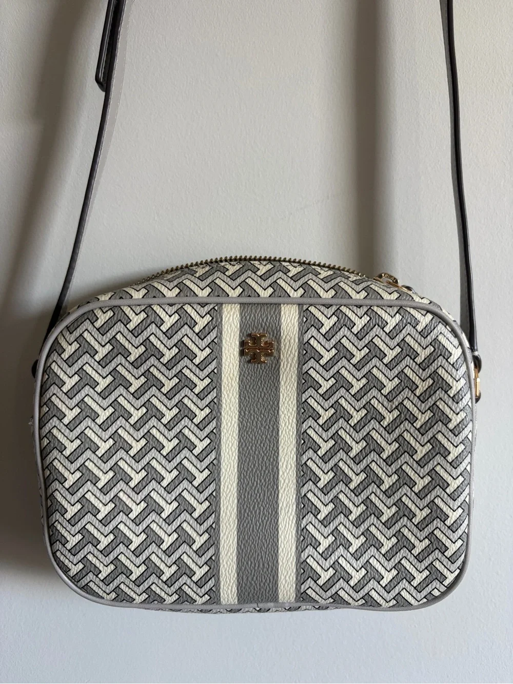 Tory Burch Gray & White Crossbody Bag